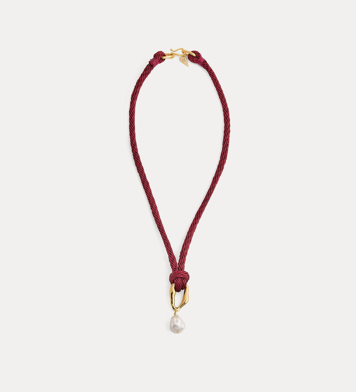 rope necklace with sculptural jewel and pearl pomegranate | forte_forte