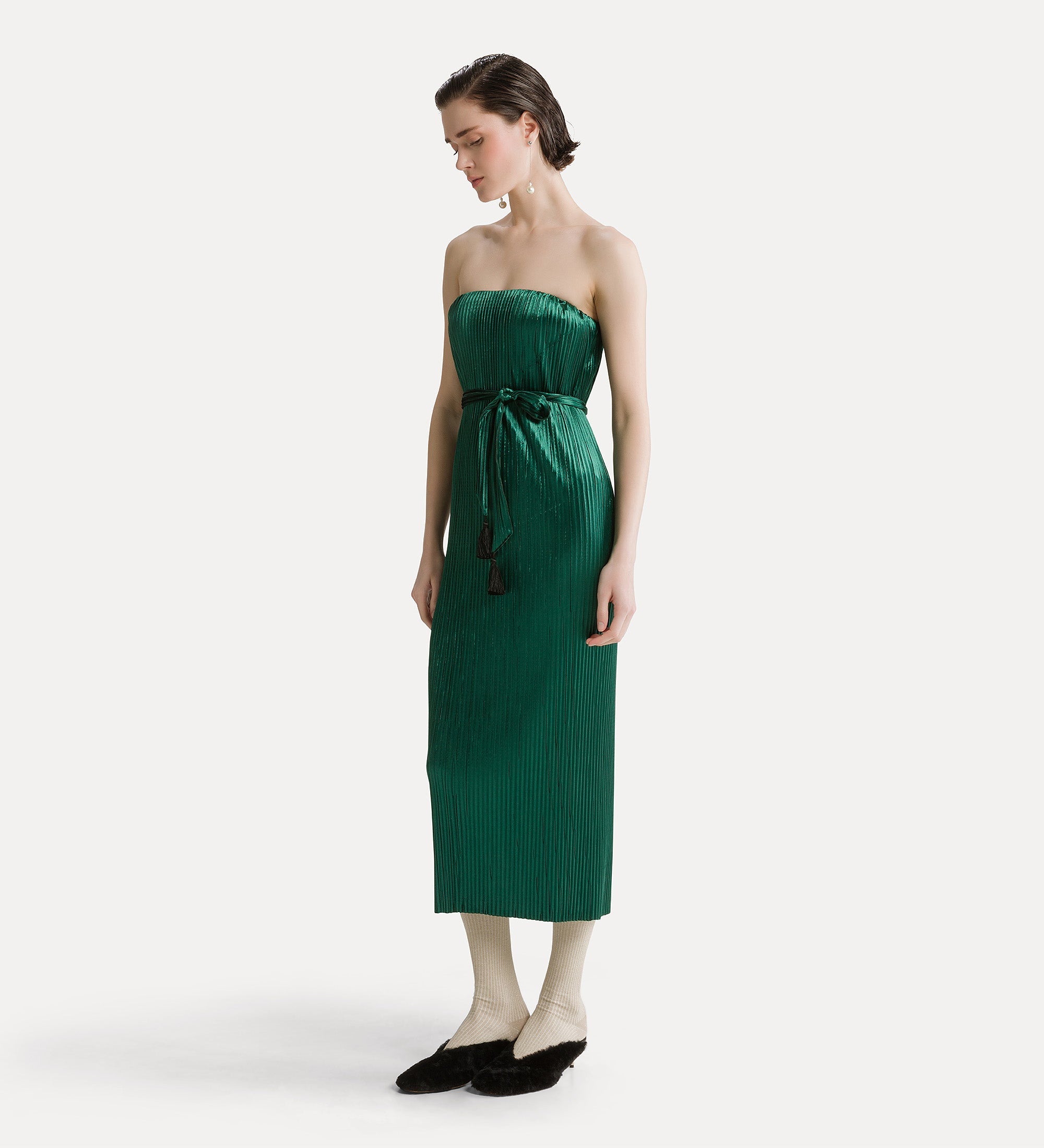 forte forte green dress Forte_forte V-neck Midi Wrap Dress