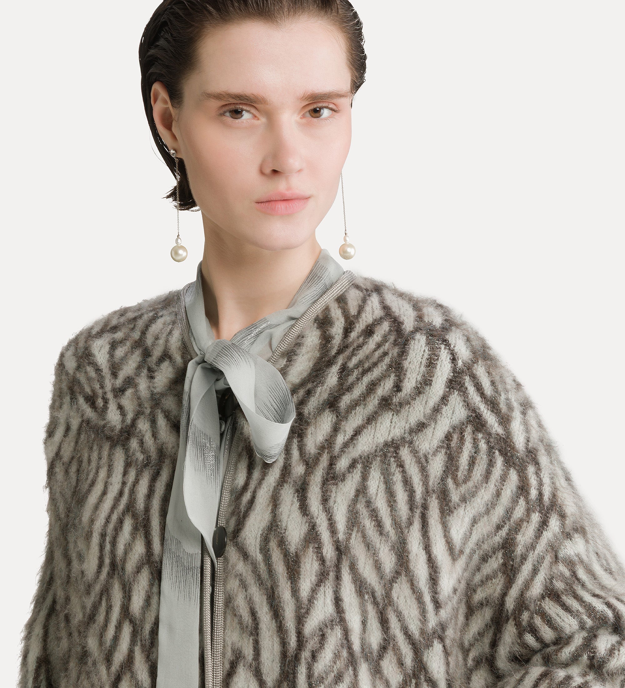 cappotto corto jaquard aplaca "plumes de heron" jade