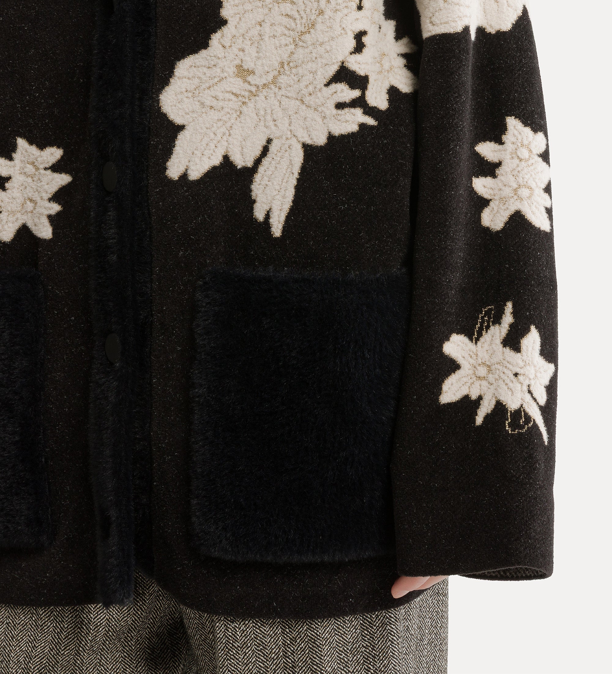 “the lotus” jacquard cardigan nero