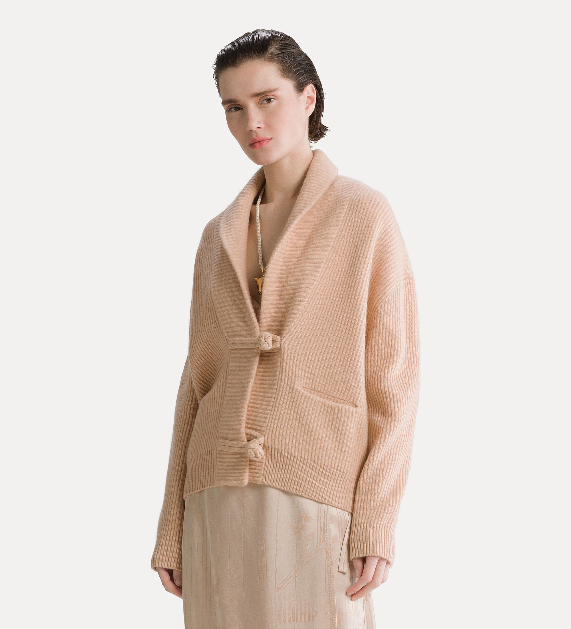 wool and cashmere ribbed knit cardigan cashmere