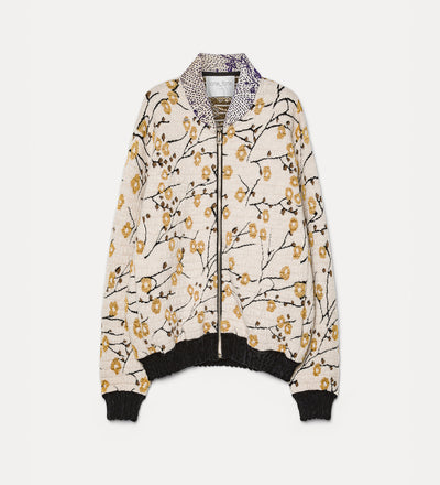blouson bombardier en jaquard “cherry blossom” mandorla