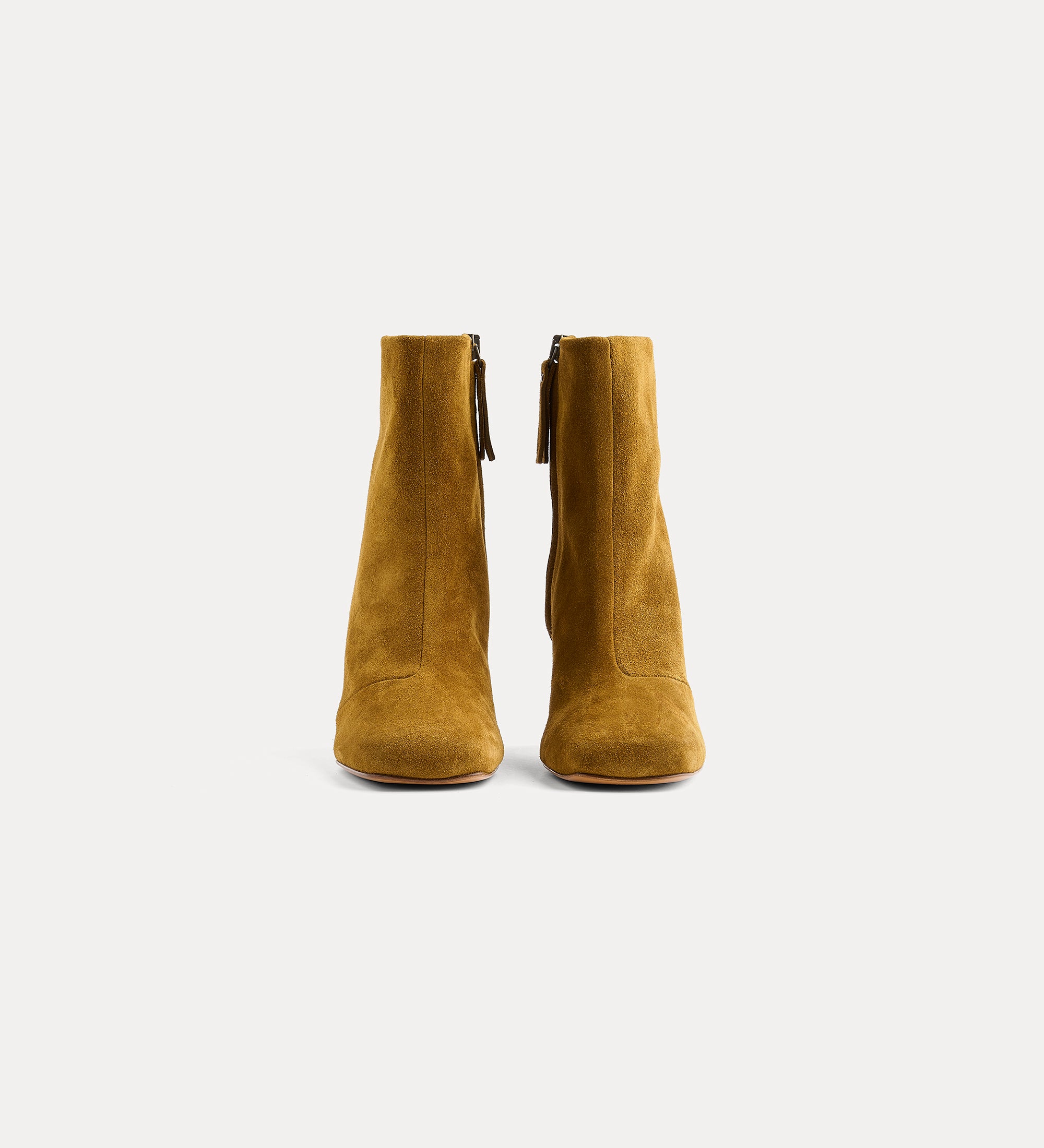 stivaletto in suede punta quadrata e tacco tondo vintage