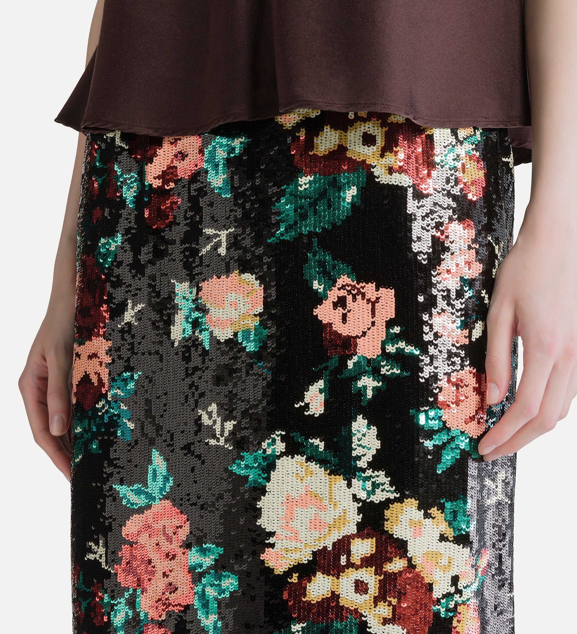 gonna tubino con paillettes “the queen's garden” bouquet