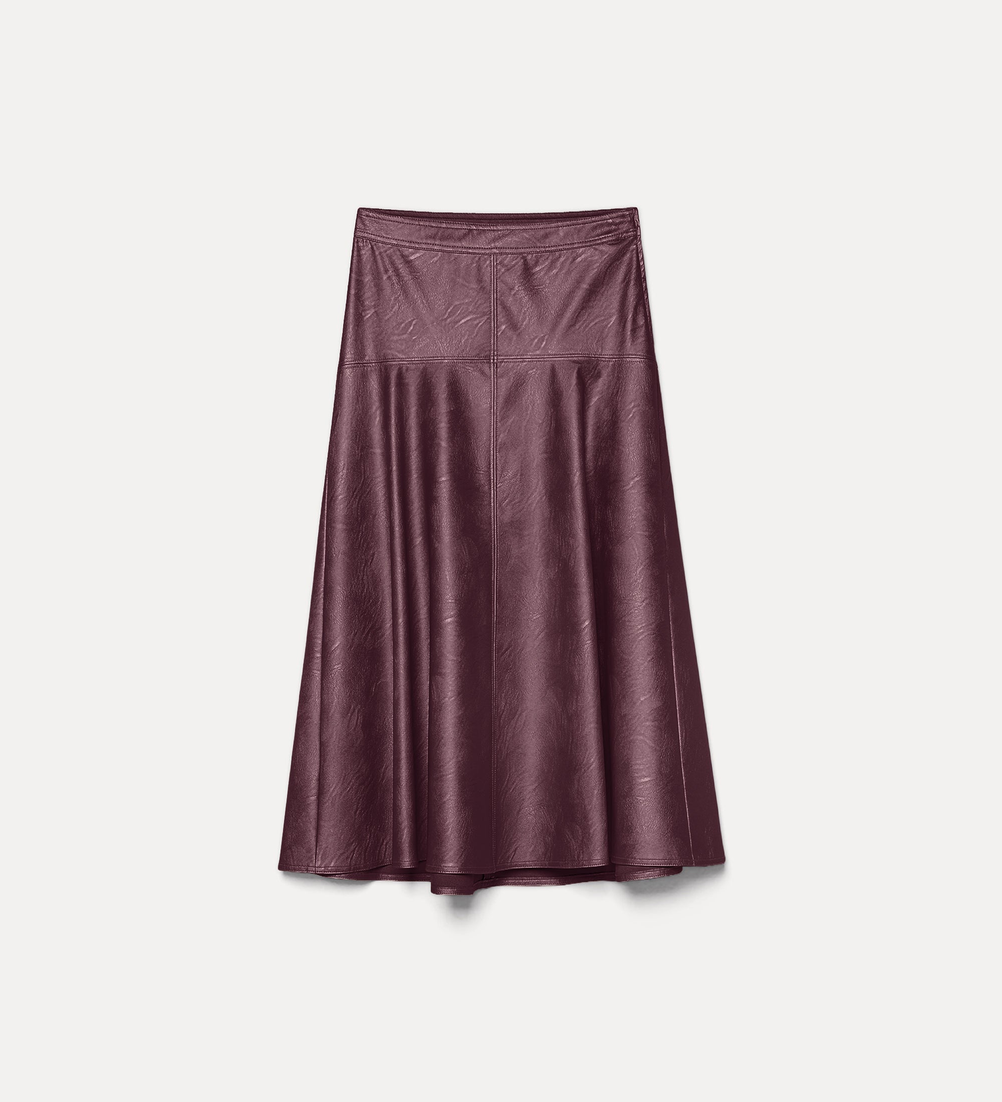 gonna midi effetto pelle bordeaux