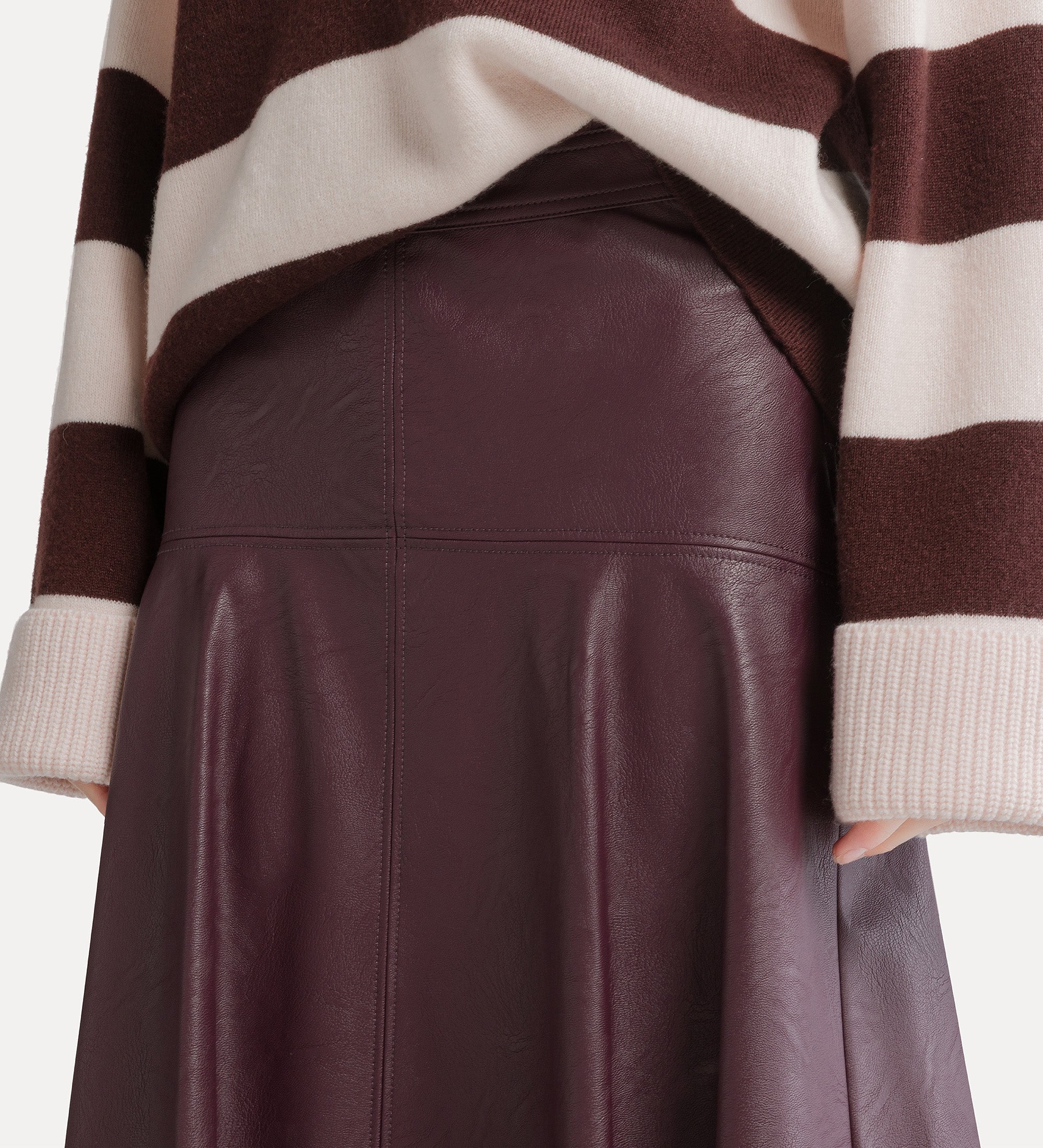 gonna midi effetto pelle bordeaux