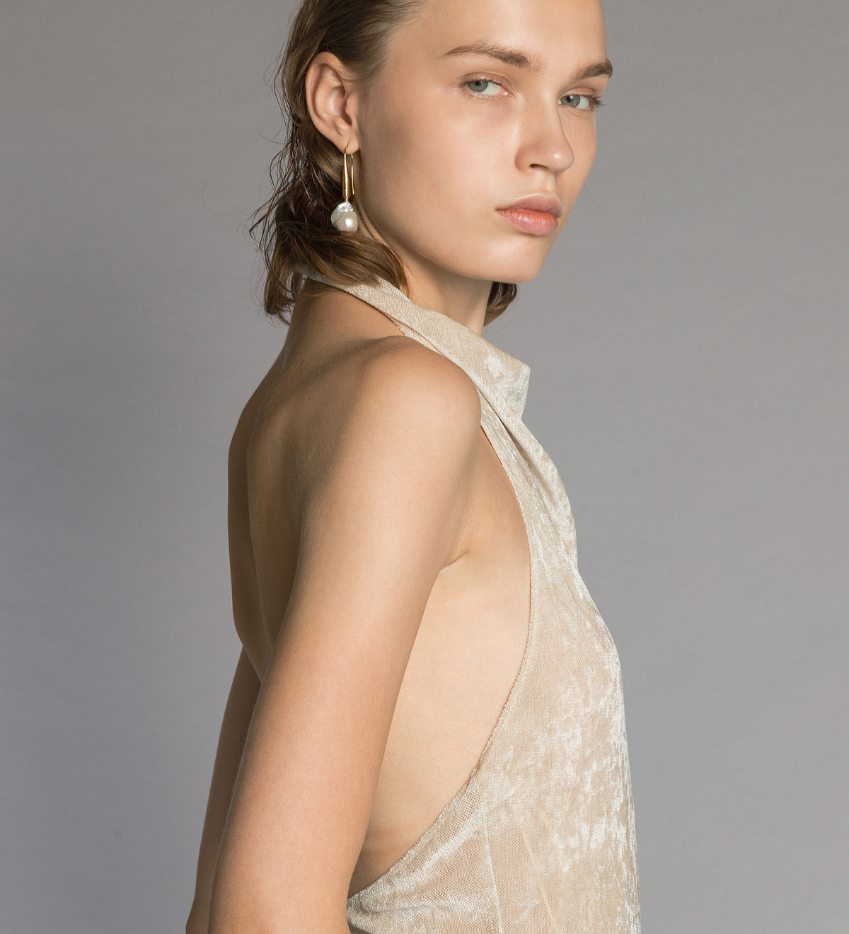 body in jersey e tulle floccato platino