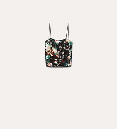 top con paillettes “the queen's garden” bouquet