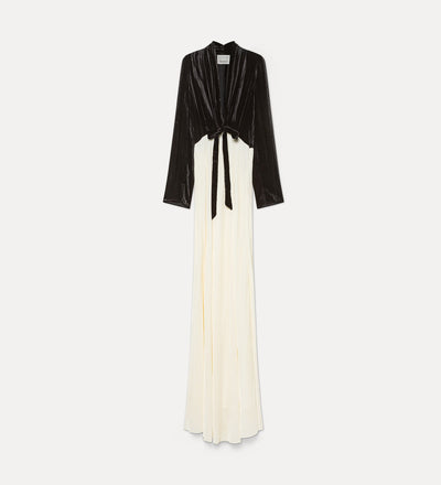 velvet and cupro dress with lace black