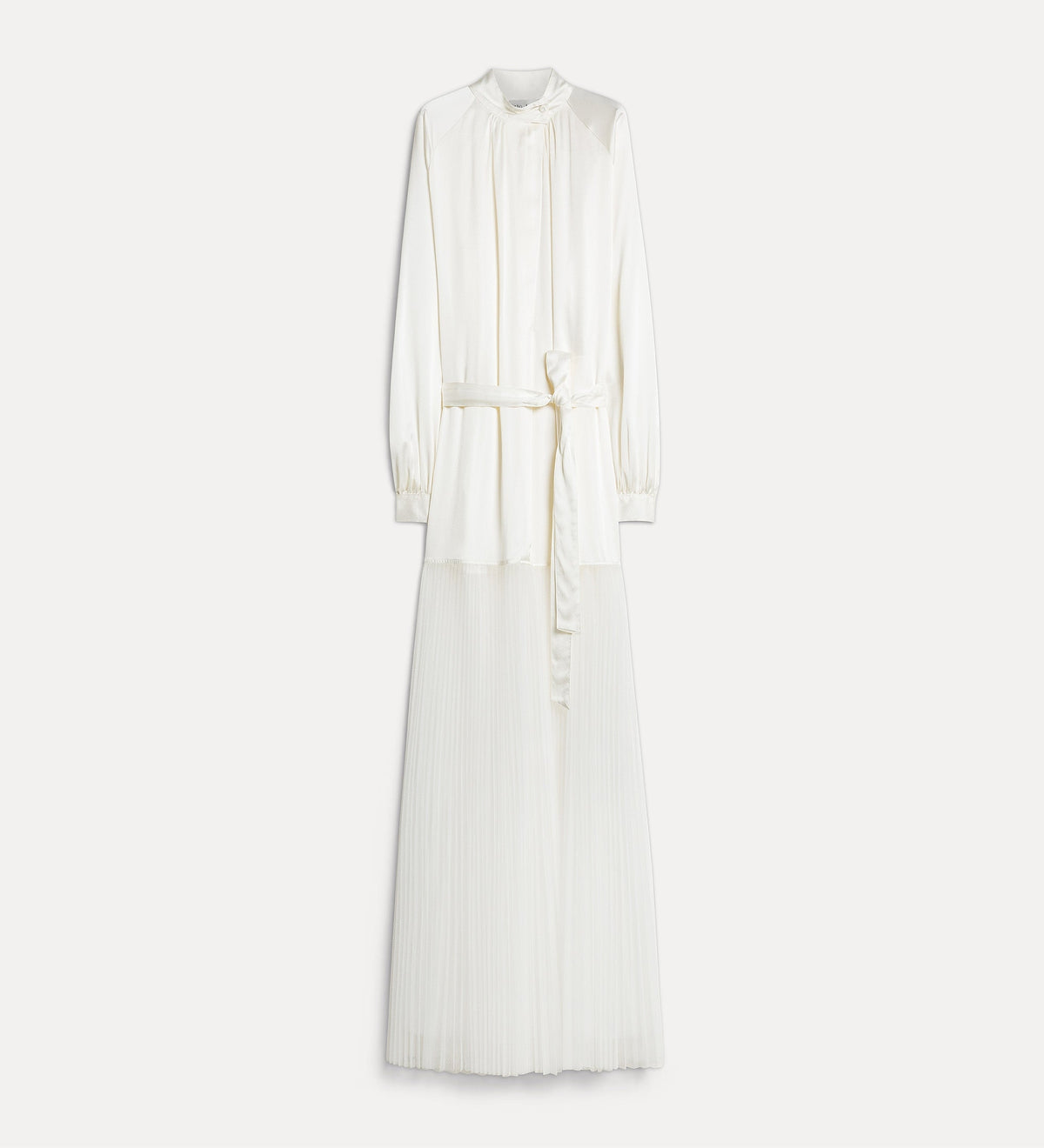 silk satin dress with a plissé-pleated tulle skirt diamond