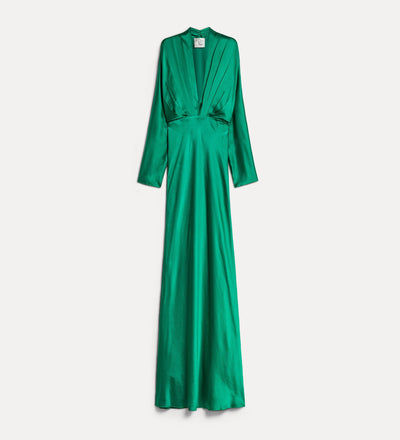 heavy silk satin v-neck dress royal