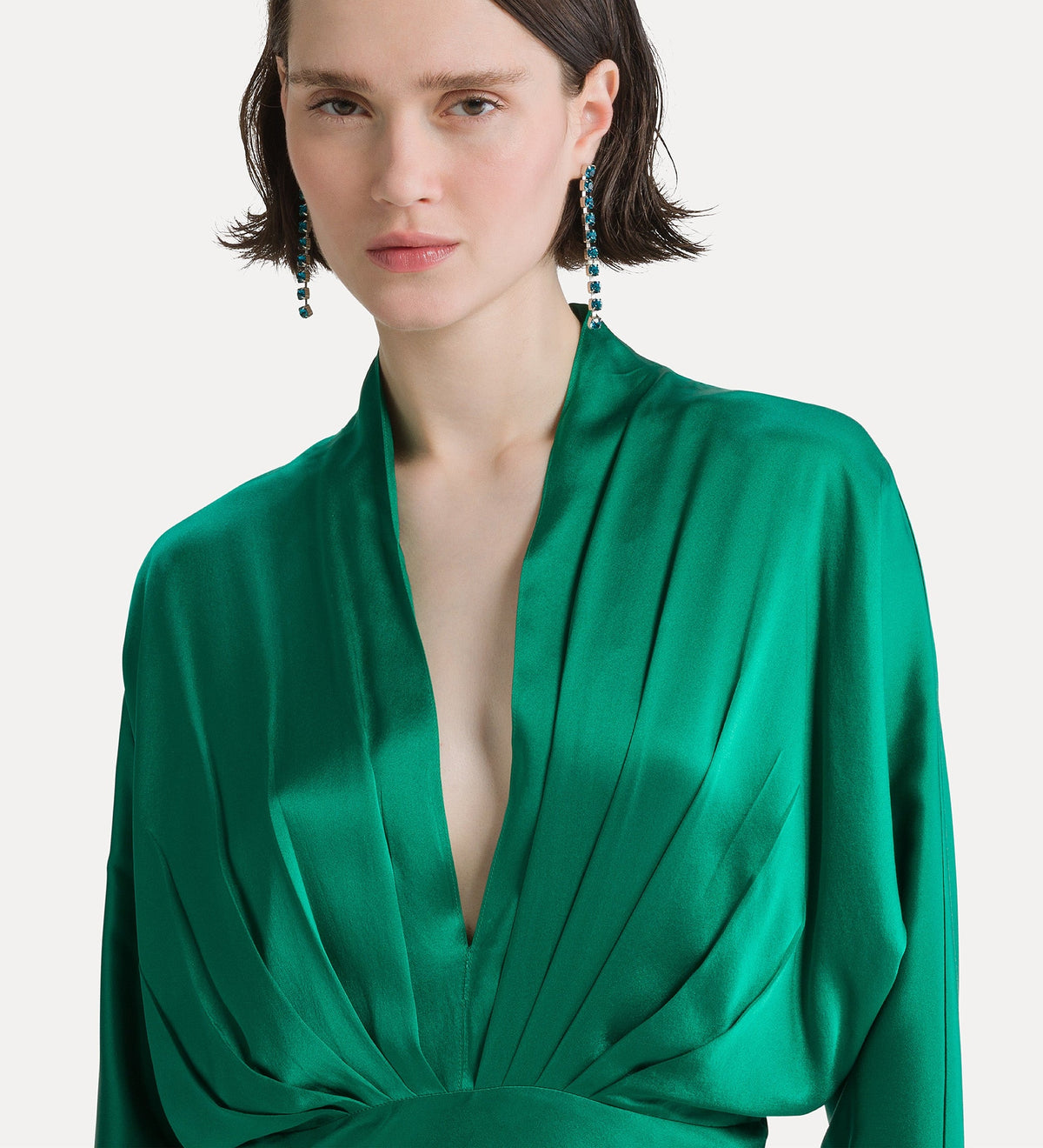 heavy silk satin v-neck dress royal