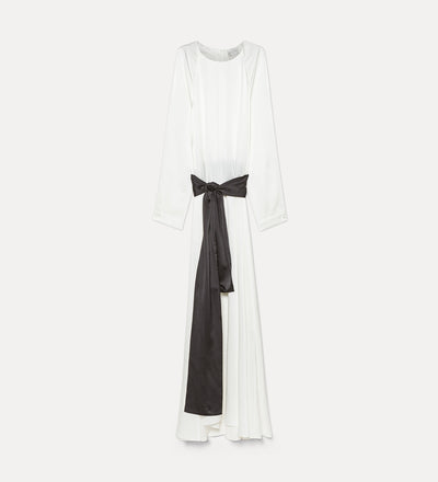 heavy silk satin dress with sash diamond