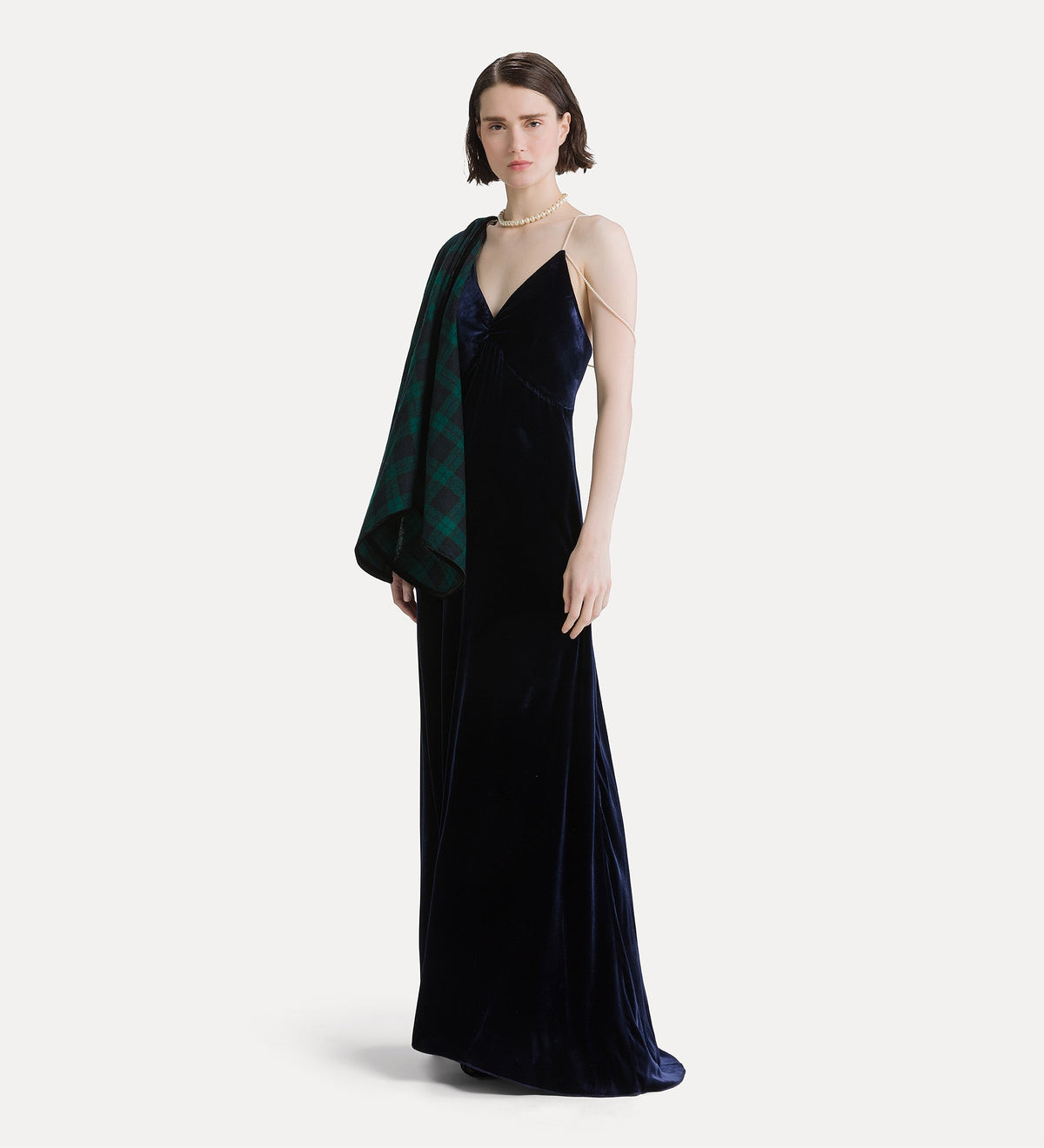 robe nuisette en velours avec perles night