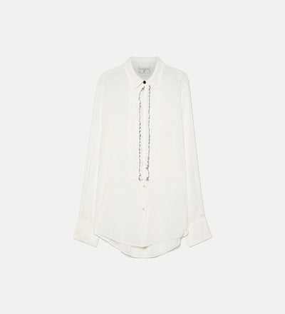 ruched voile tuxedo shirt diamond