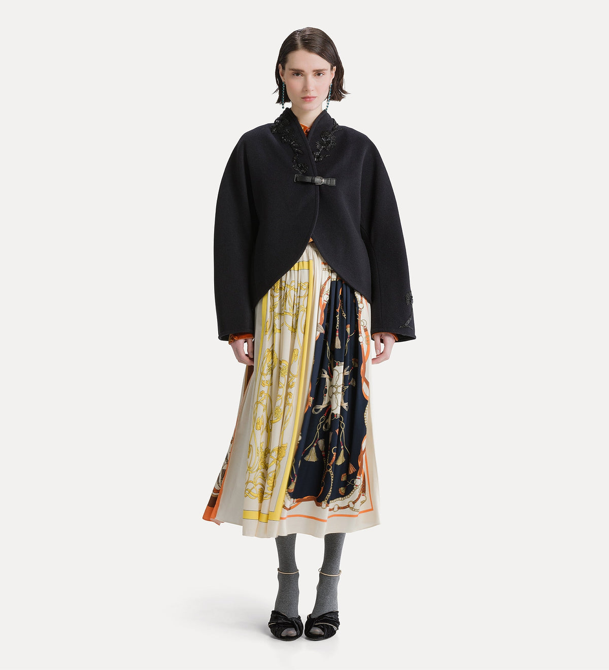 silk and viscose velvet shirt mandarin