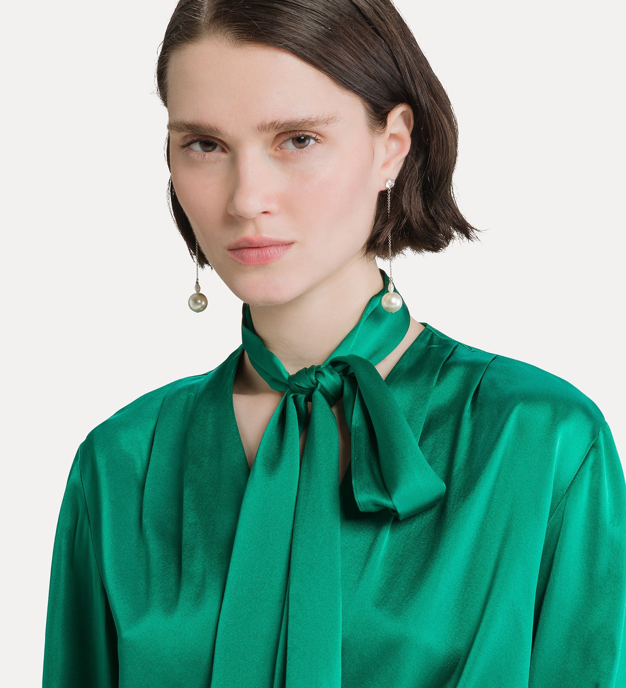silk satin shirt with neckerchief royal