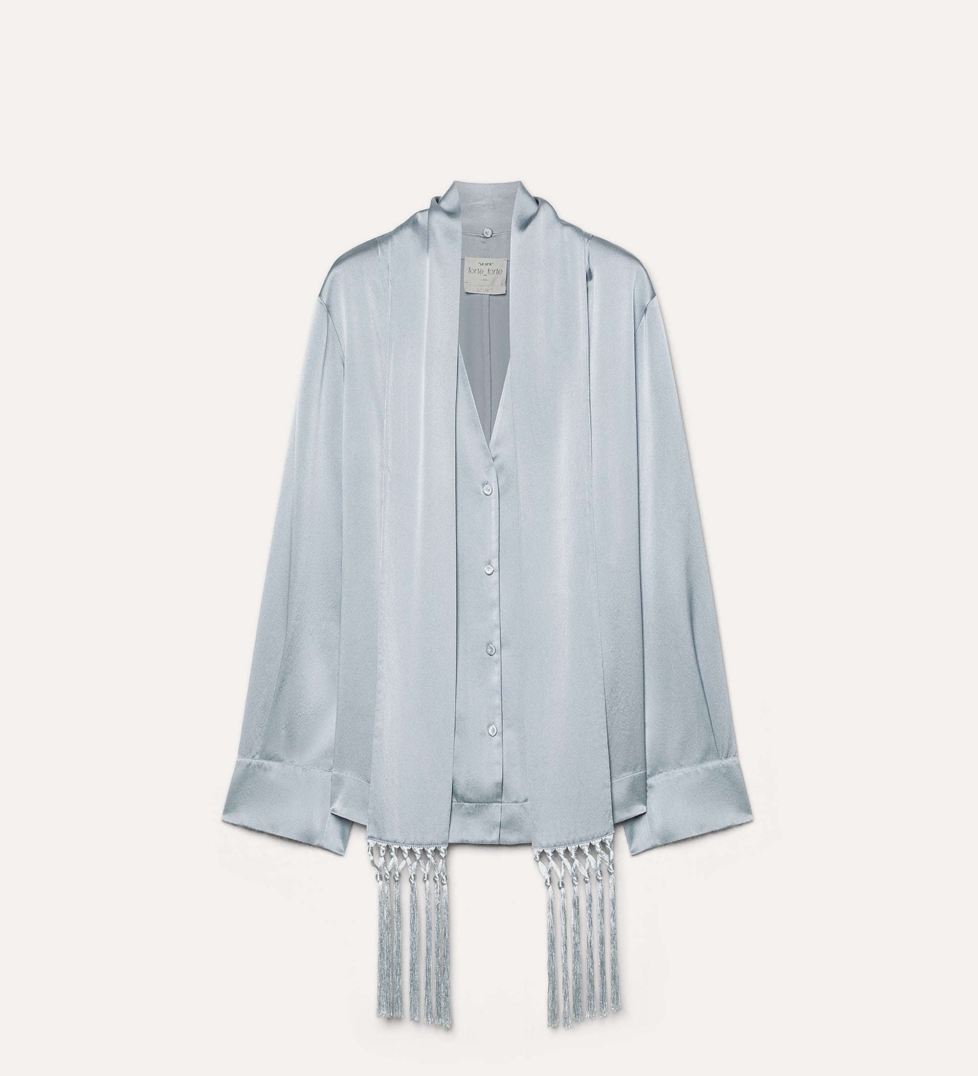 silk satin shirt with neckerchief grey