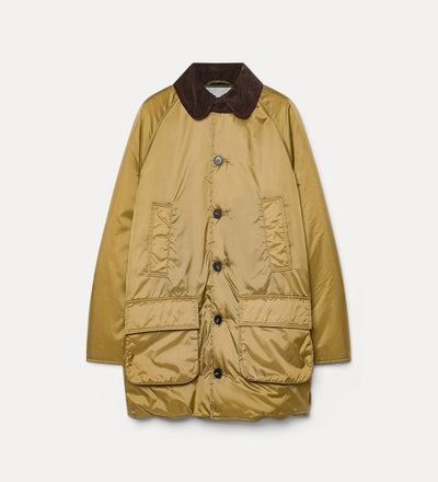 veste british midi en nylon avec détails en velours côtelé gold