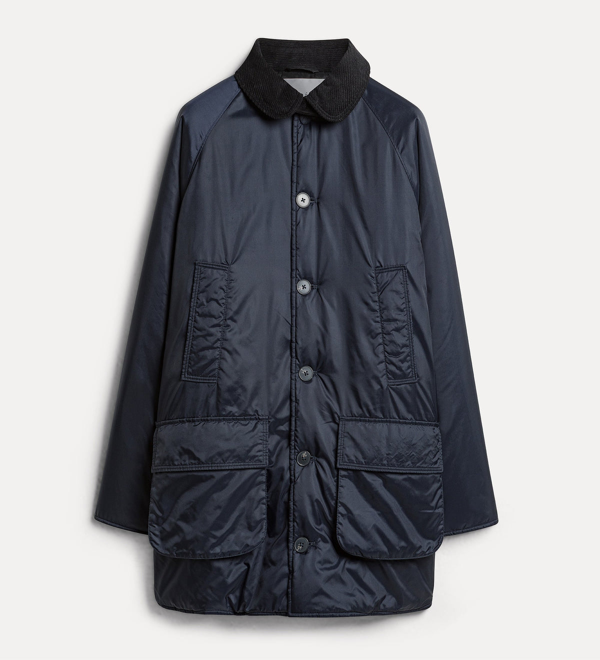veste british midi en nylon avec détails en velours côtelé night
