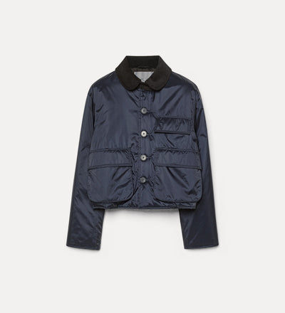 nylon cropped british jacket with corduroy details night