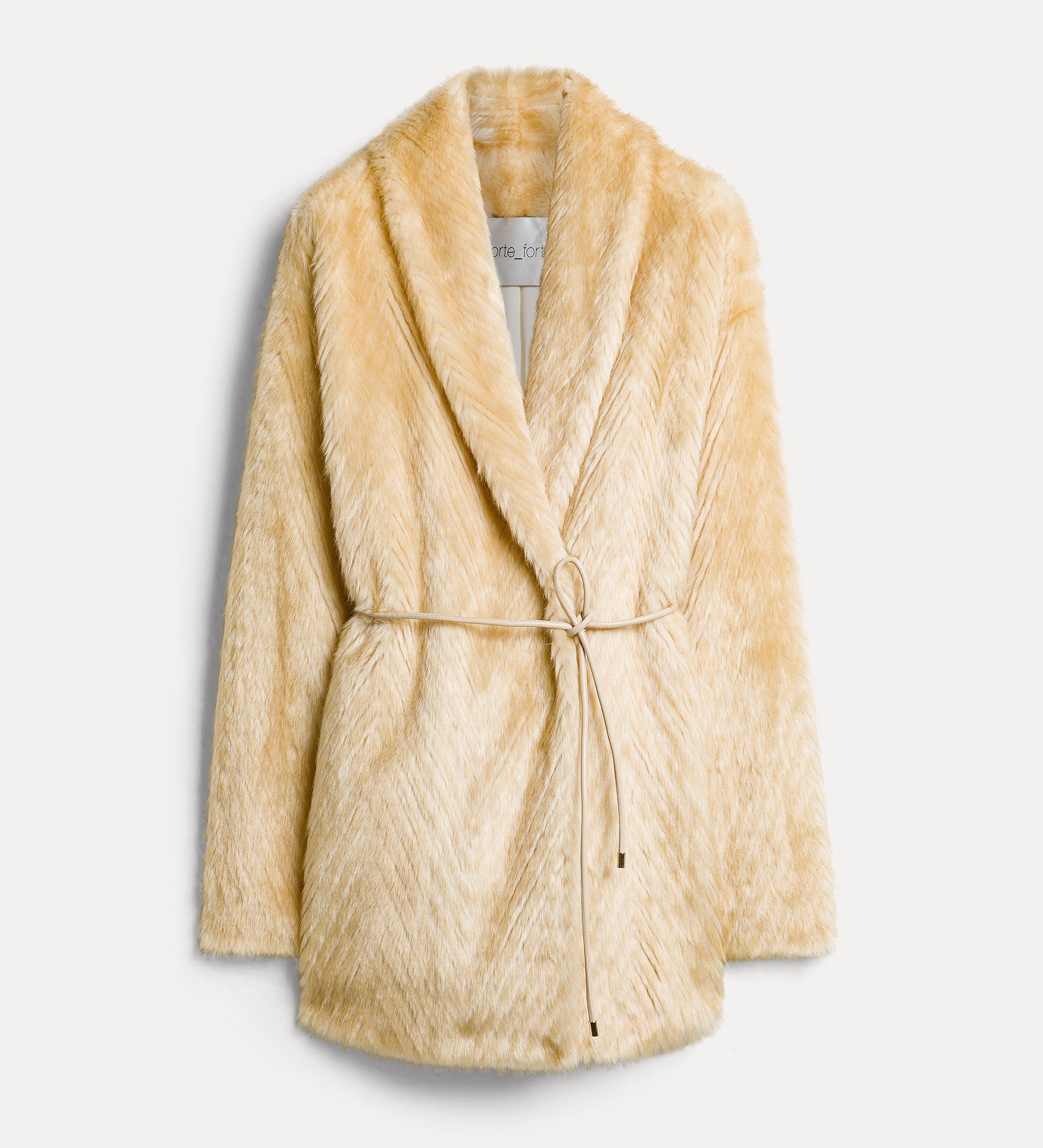 cappotto medio in faux fur con motivo chevron platino
