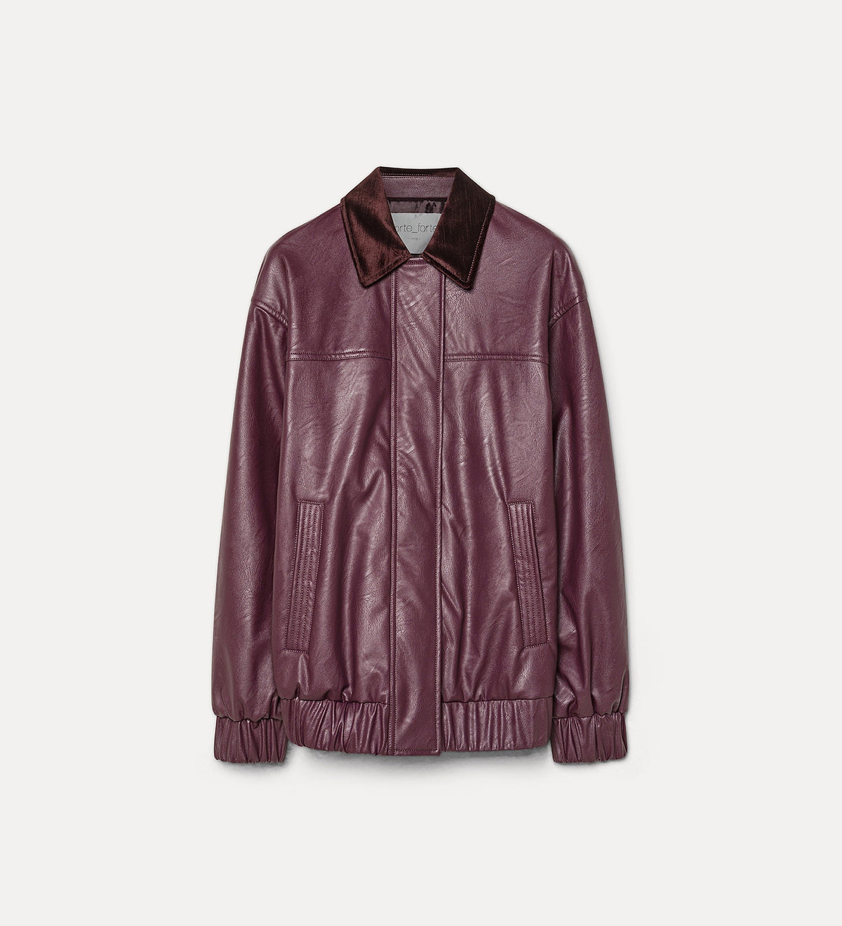 bomber oversize effet cuir avec col en velours bordeaux