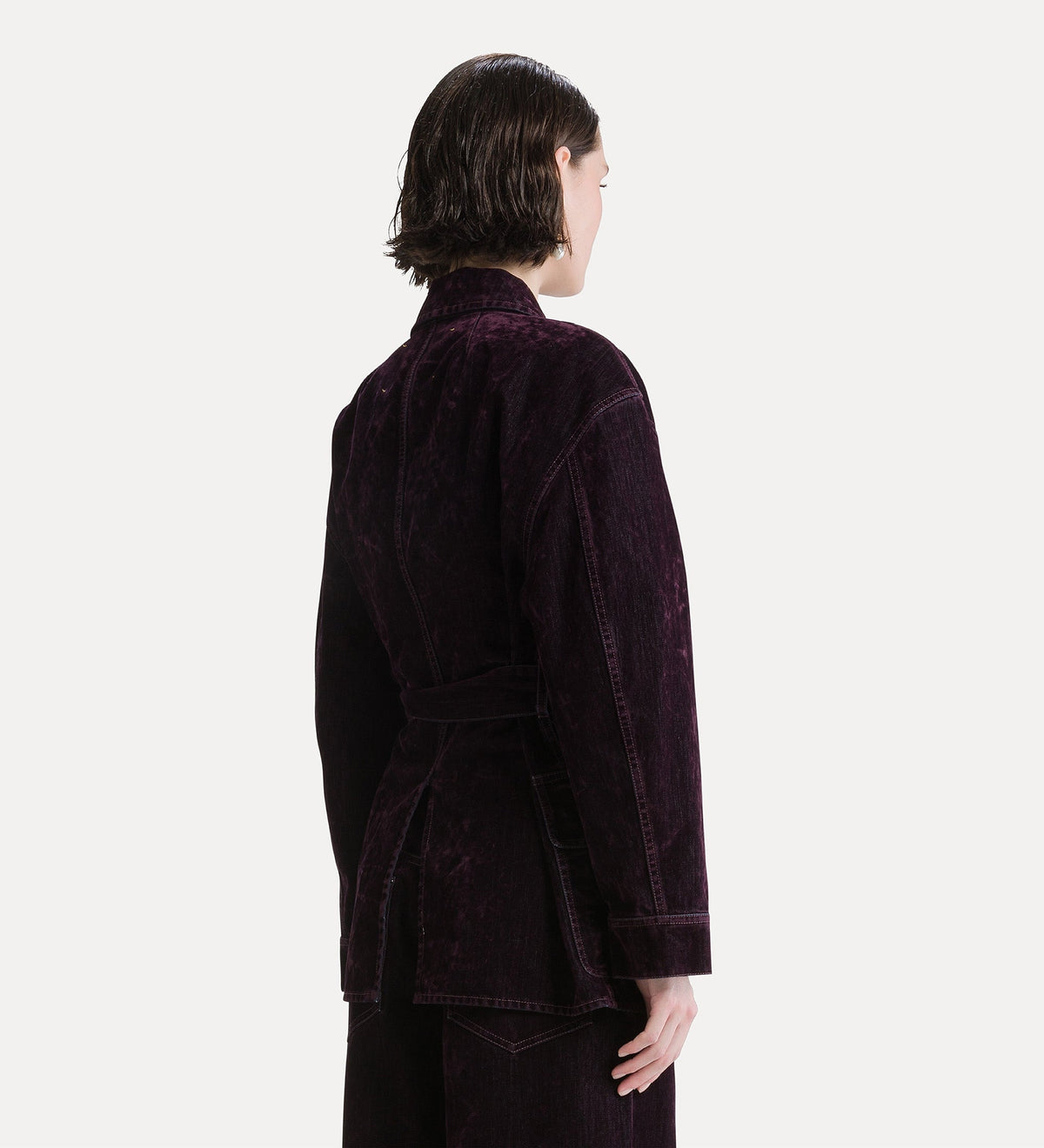 field jacket en denim floqué bordeaux