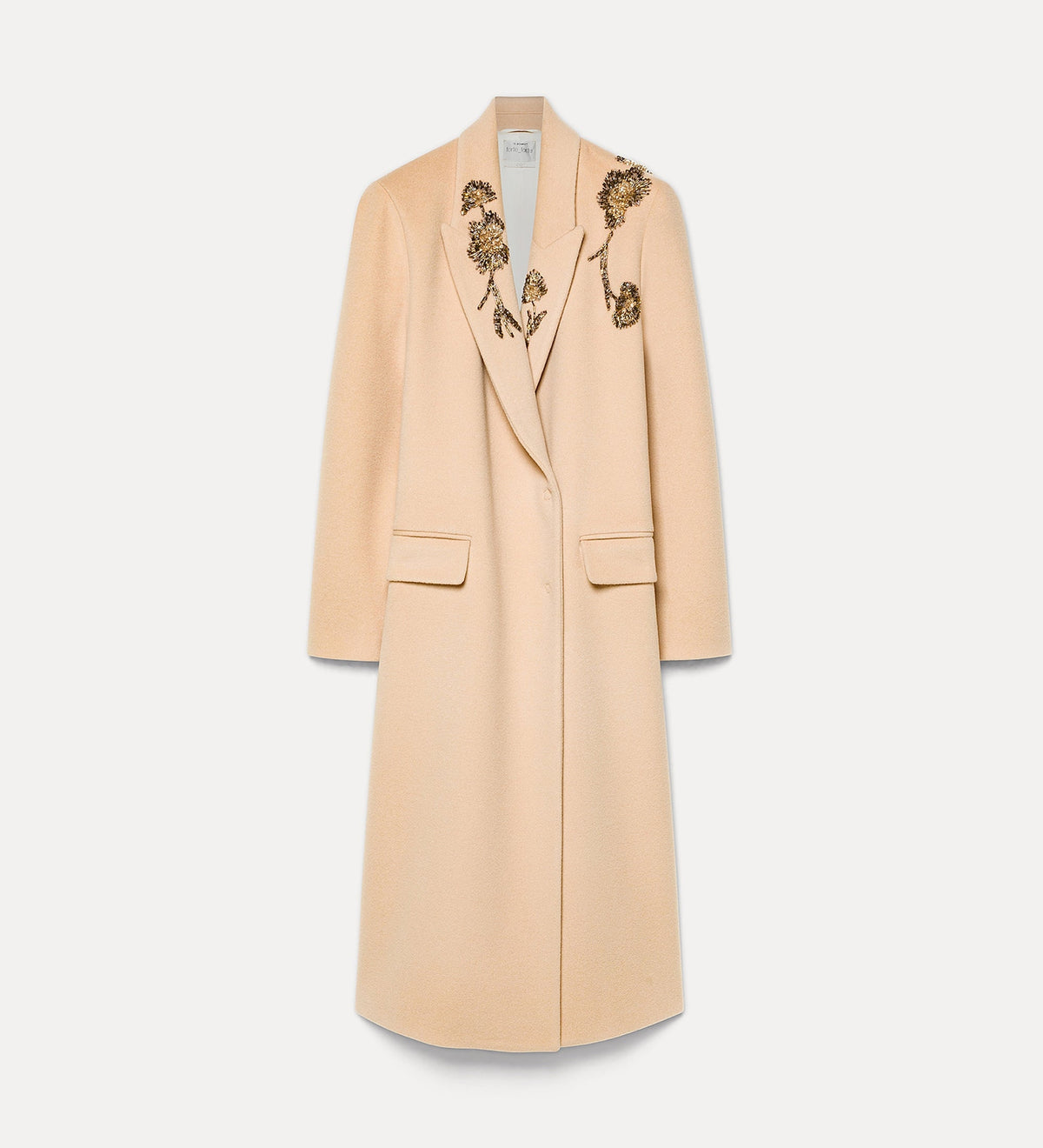 cappotto lungo con ricamo a mano “heart majestic” cream