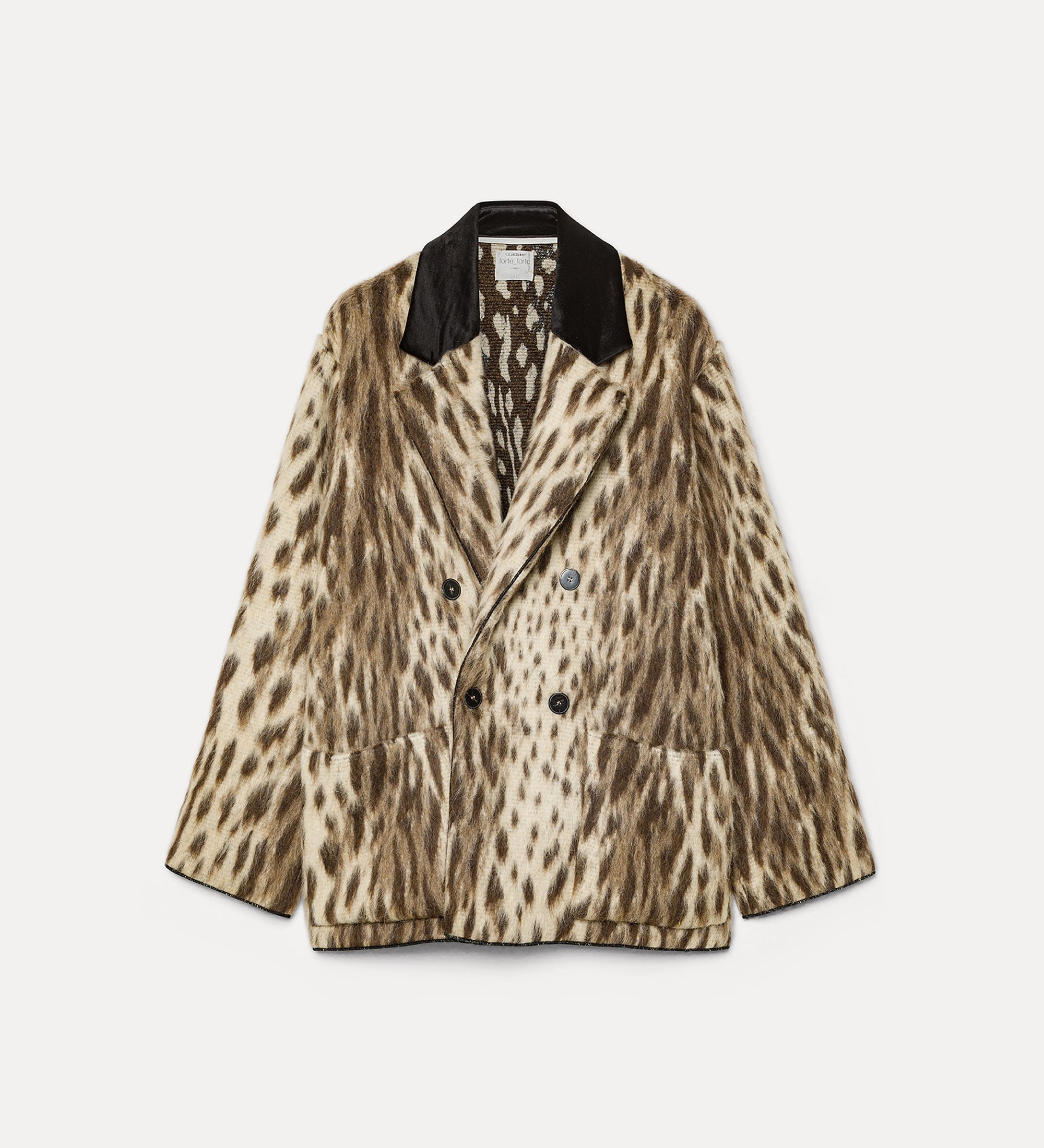cappotto corto in misto lana vergine e alpaca “royal leopard” gold