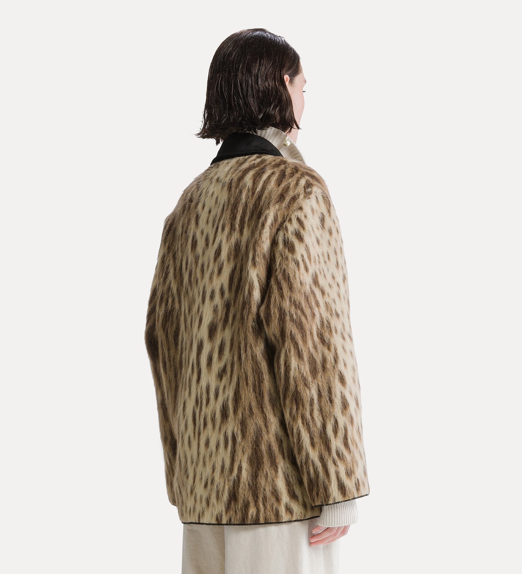 cappotto corto in misto lana vergine e alpaca “royal leopard” gold