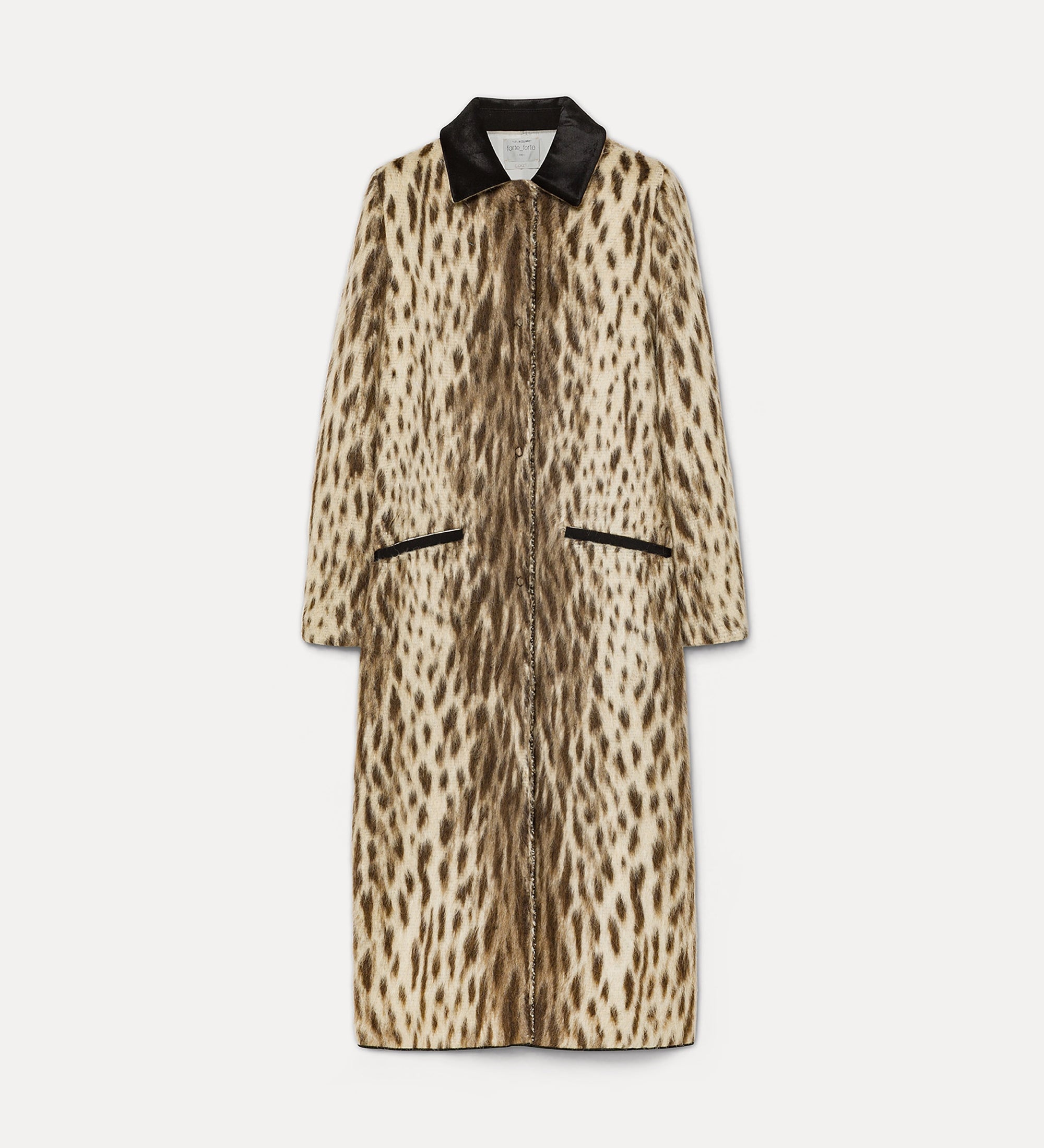 cappotto in misto lana vergine e alpaca “royal leopard” gold