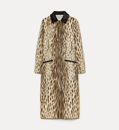 “royal leopard” virgin wool and alpaca-blend coat gold