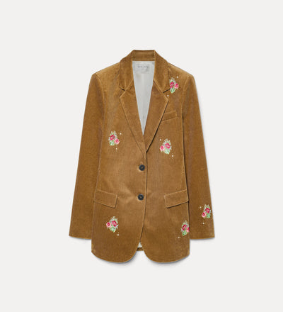 corduroy jacket with “bouquet” embroidery camel