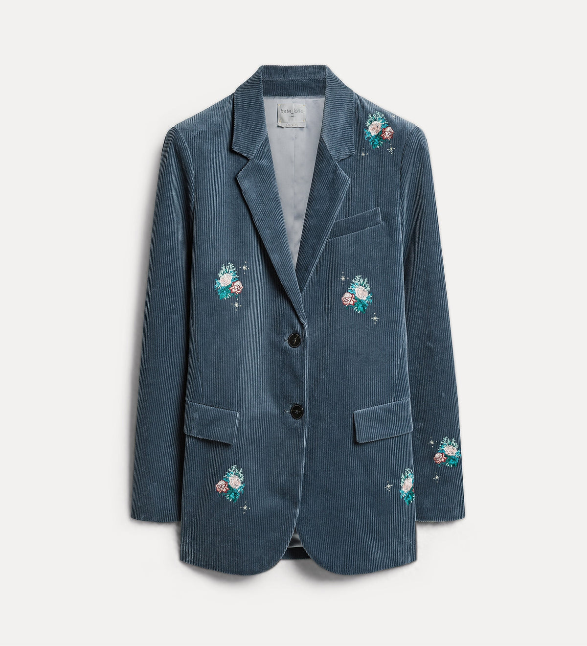 corduroy jacket with “bouquet” embroidery grey