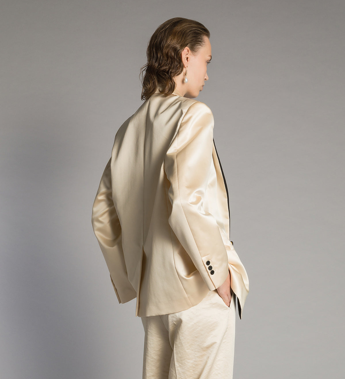 colourblock duchesse tuxedo jacket ivory