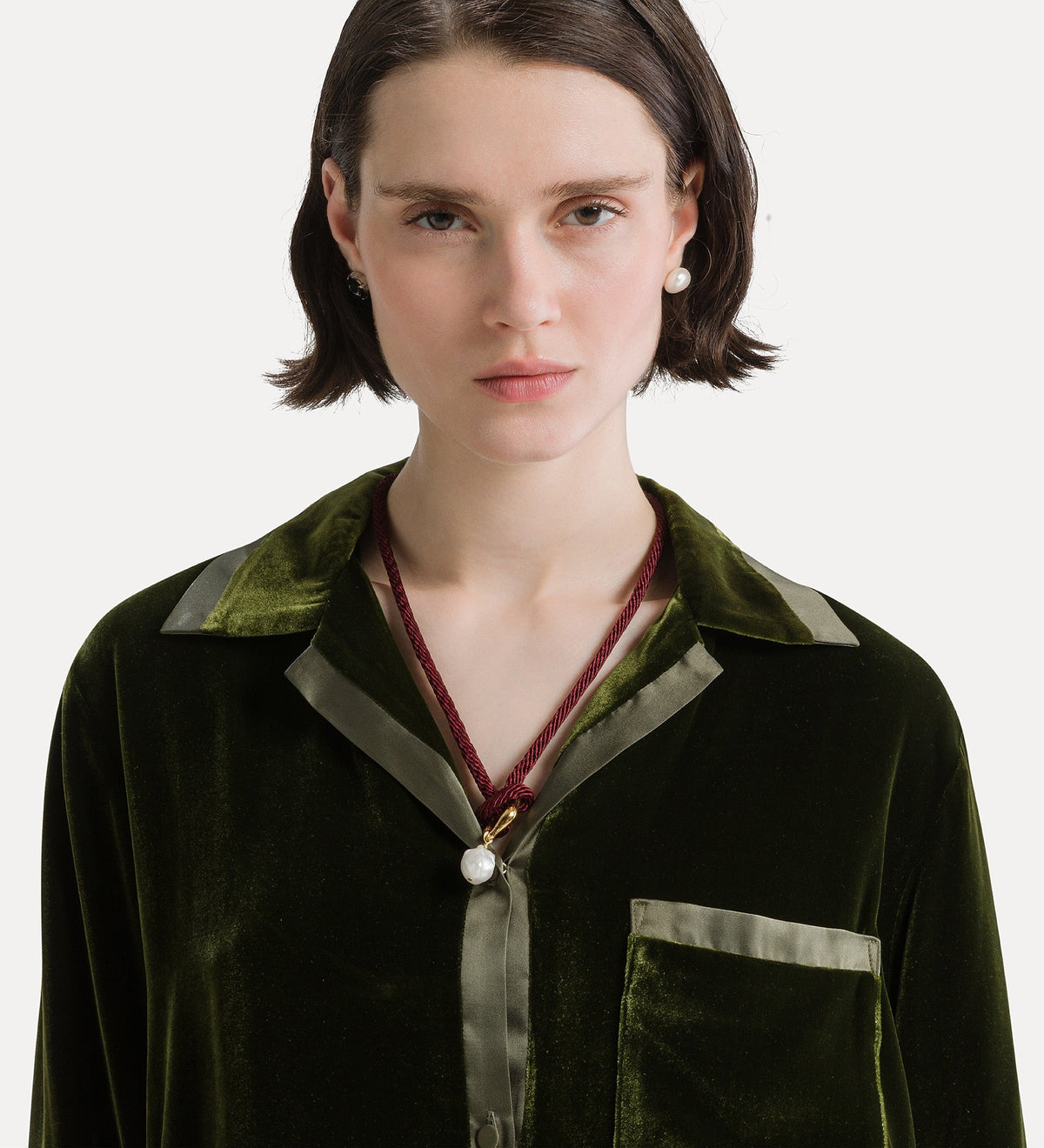 chemise pyjama en velours de soie et viscose woods