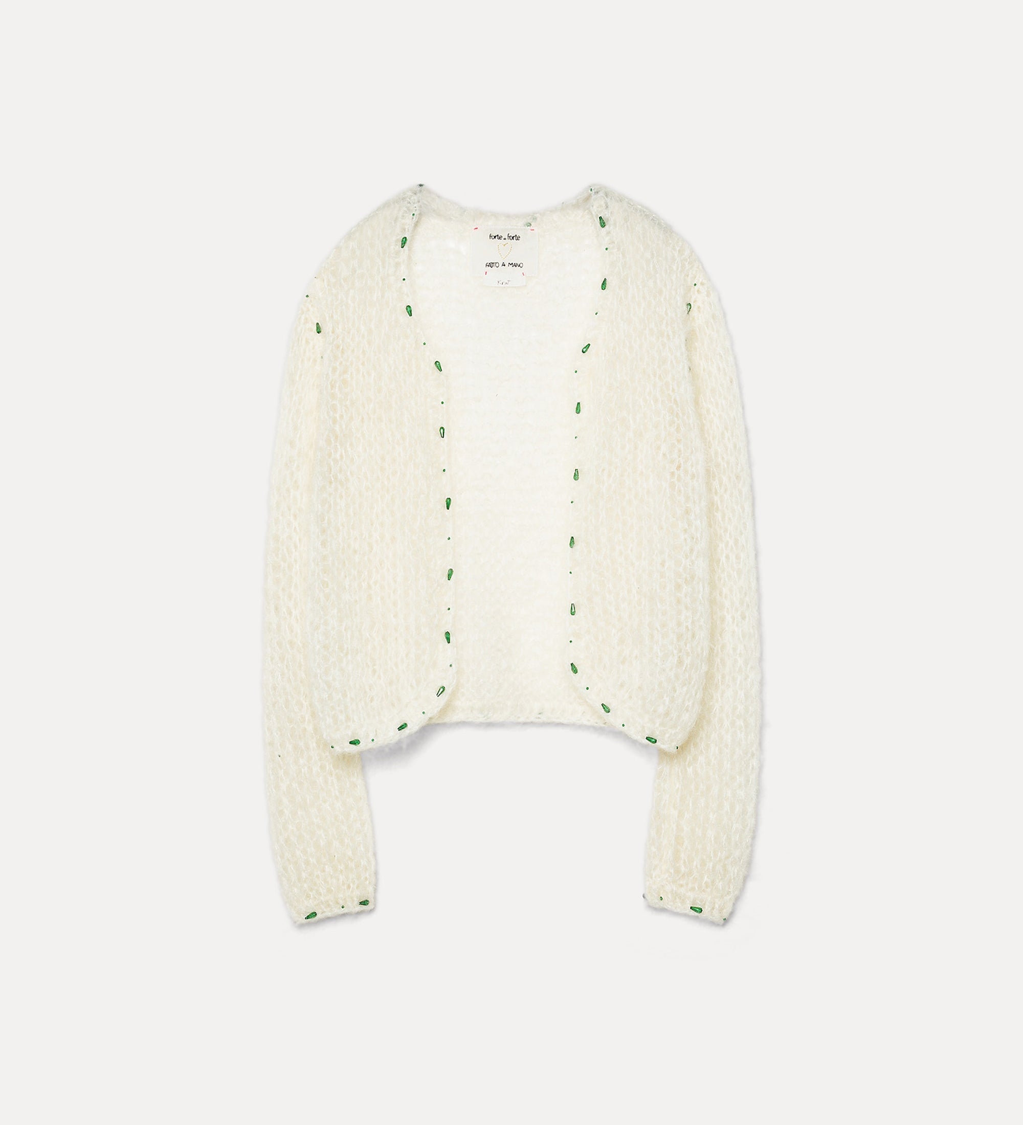 handmade mohair-blend cardigan with jewel details ivory