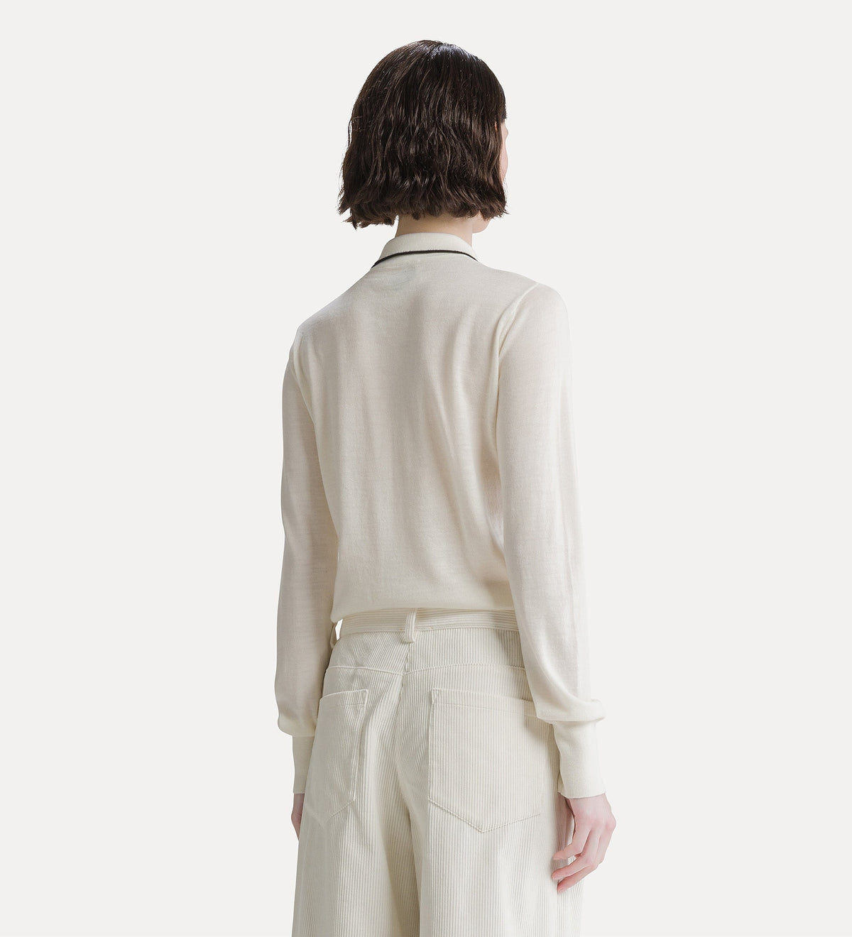 polo en laine mérinos avec ruches diamond