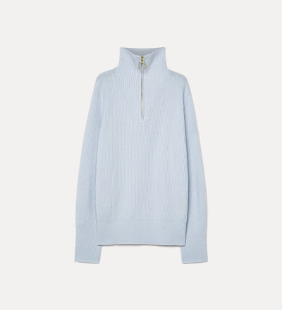 wool and cashmere half-zip jumper celestial