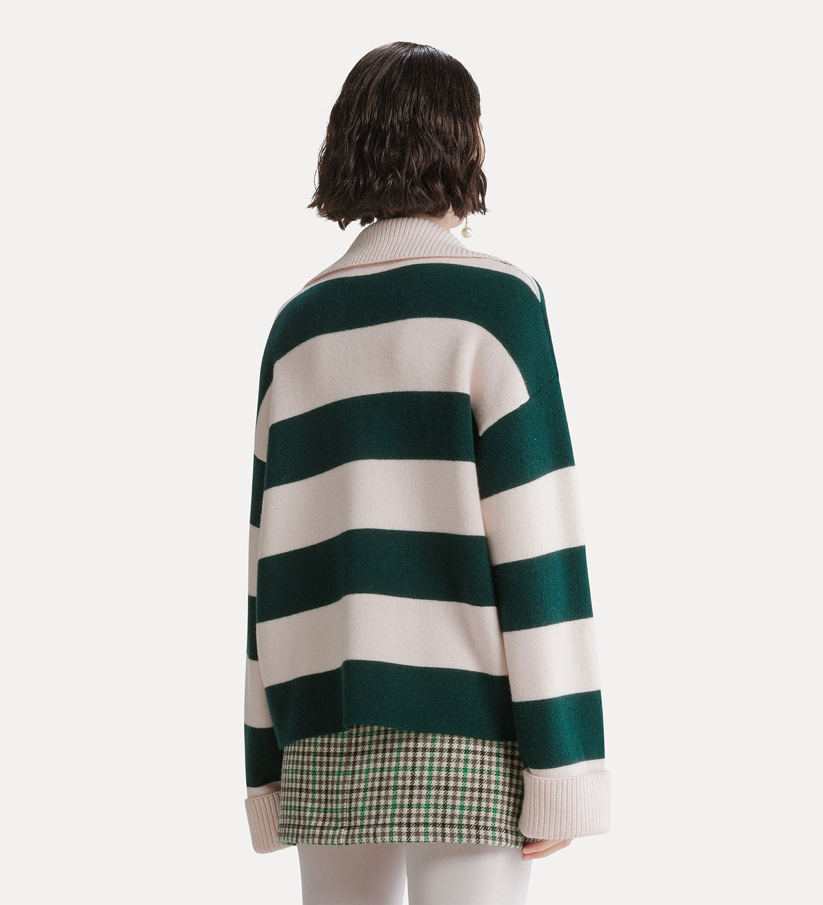 pull en cachemire et laine à rayures avec col lovely