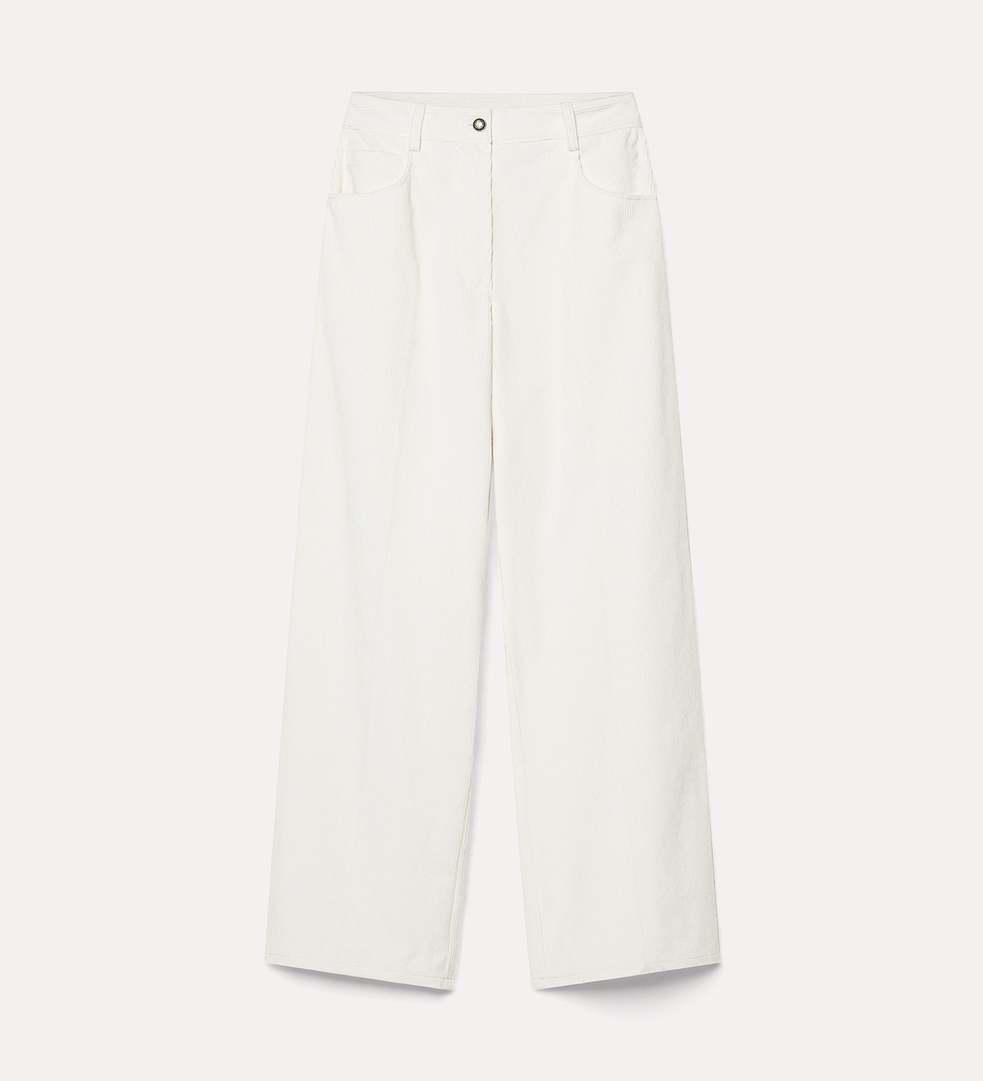 pantalon cinq poches en velours côtelé ivory