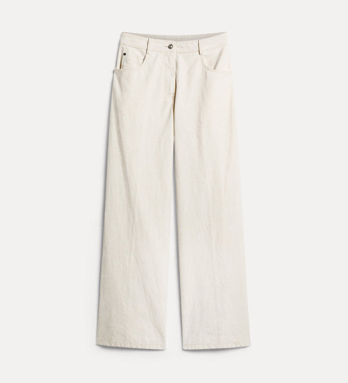jean jambes amples en denim floqué ivory