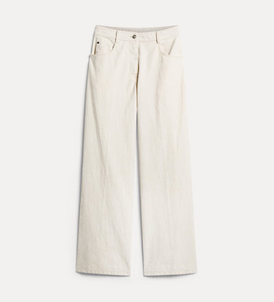 flocked denim wide-leg jeans ivory