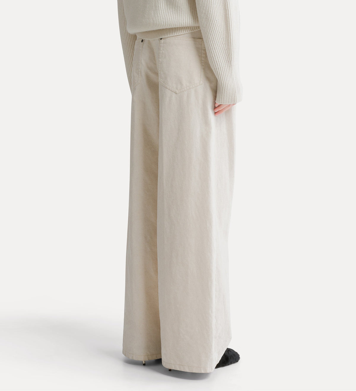 jean jambes amples en denim floqué ivory