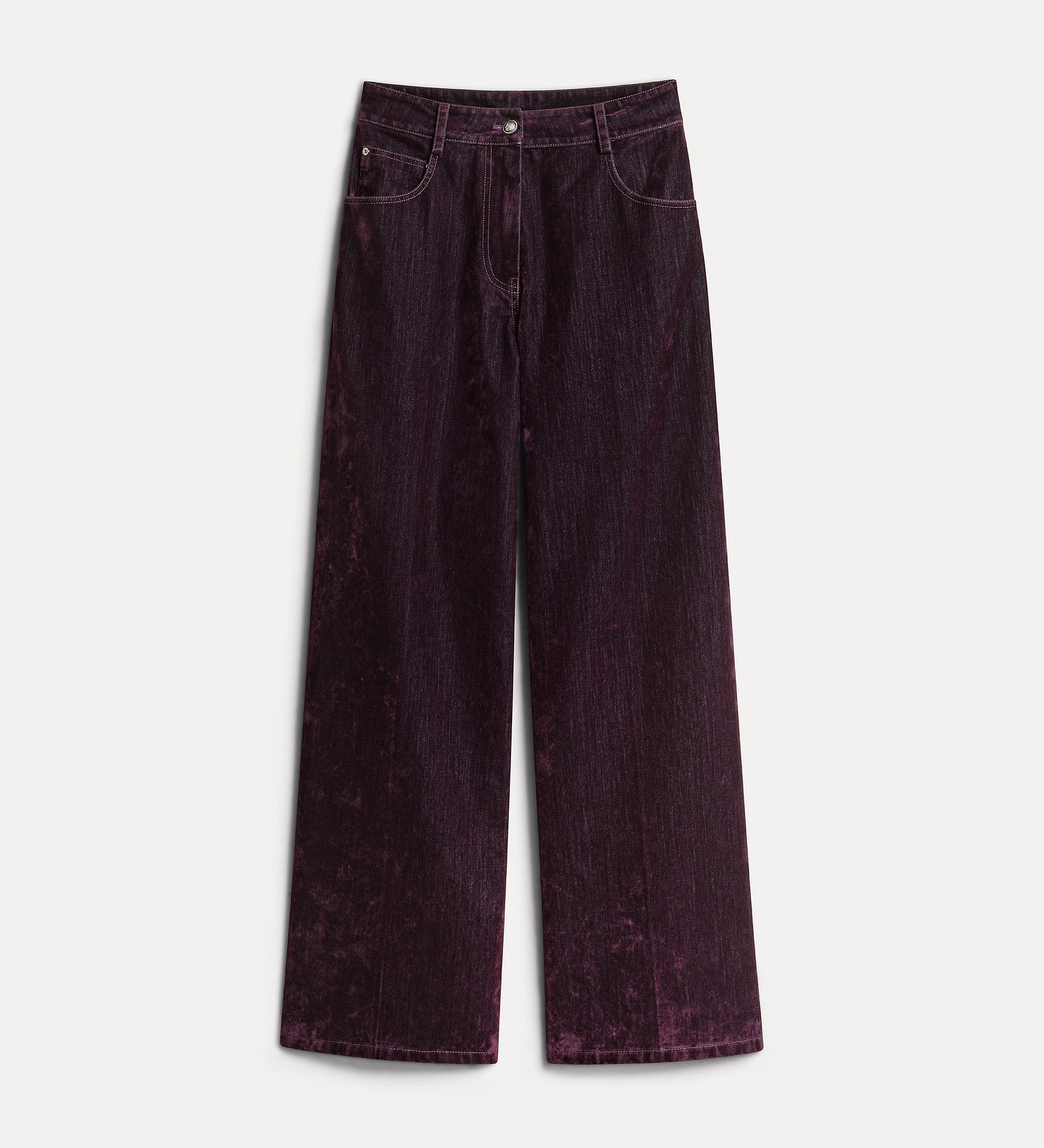 jean jambes amples en denim floqué bordeaux