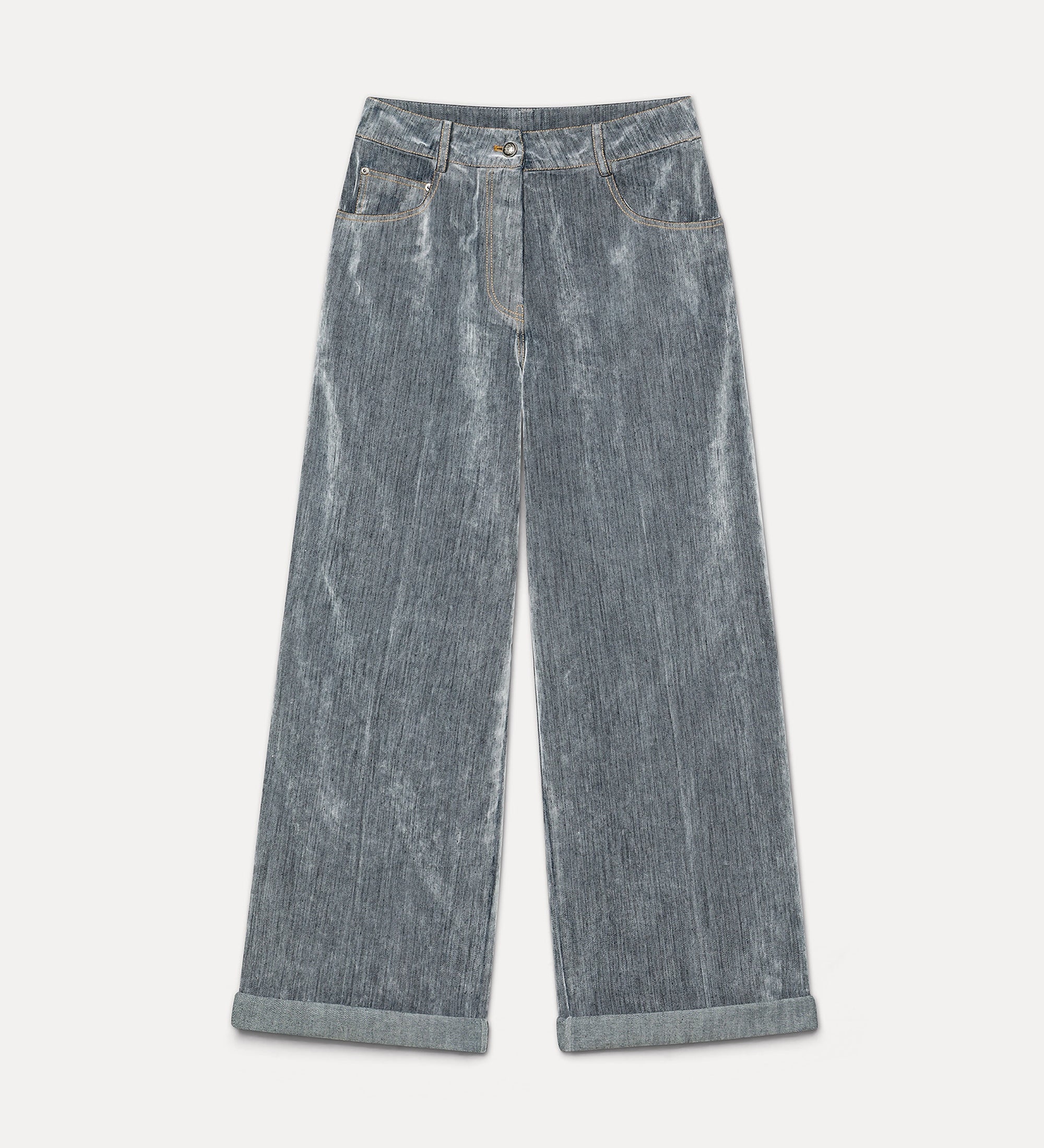 jean jambes amples en denim floqué grey