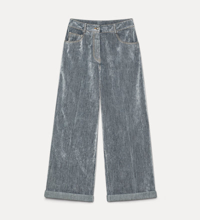 flocked denim wide-leg jeans grey