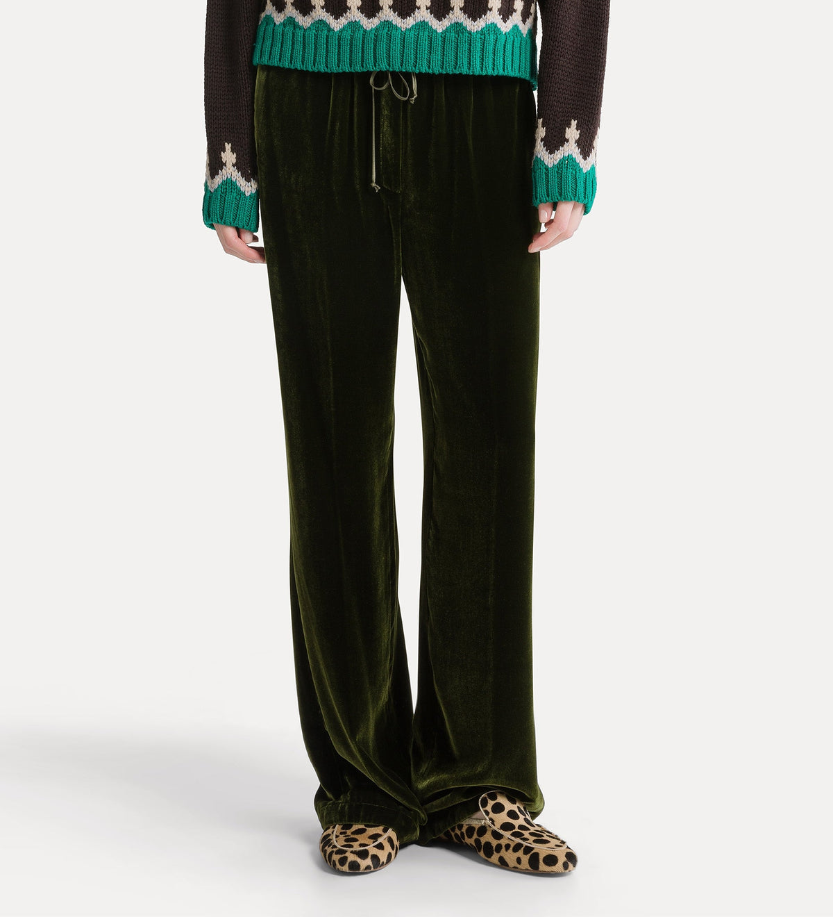 pantalon en velours de viscose et soie avec cordon de serrage woods