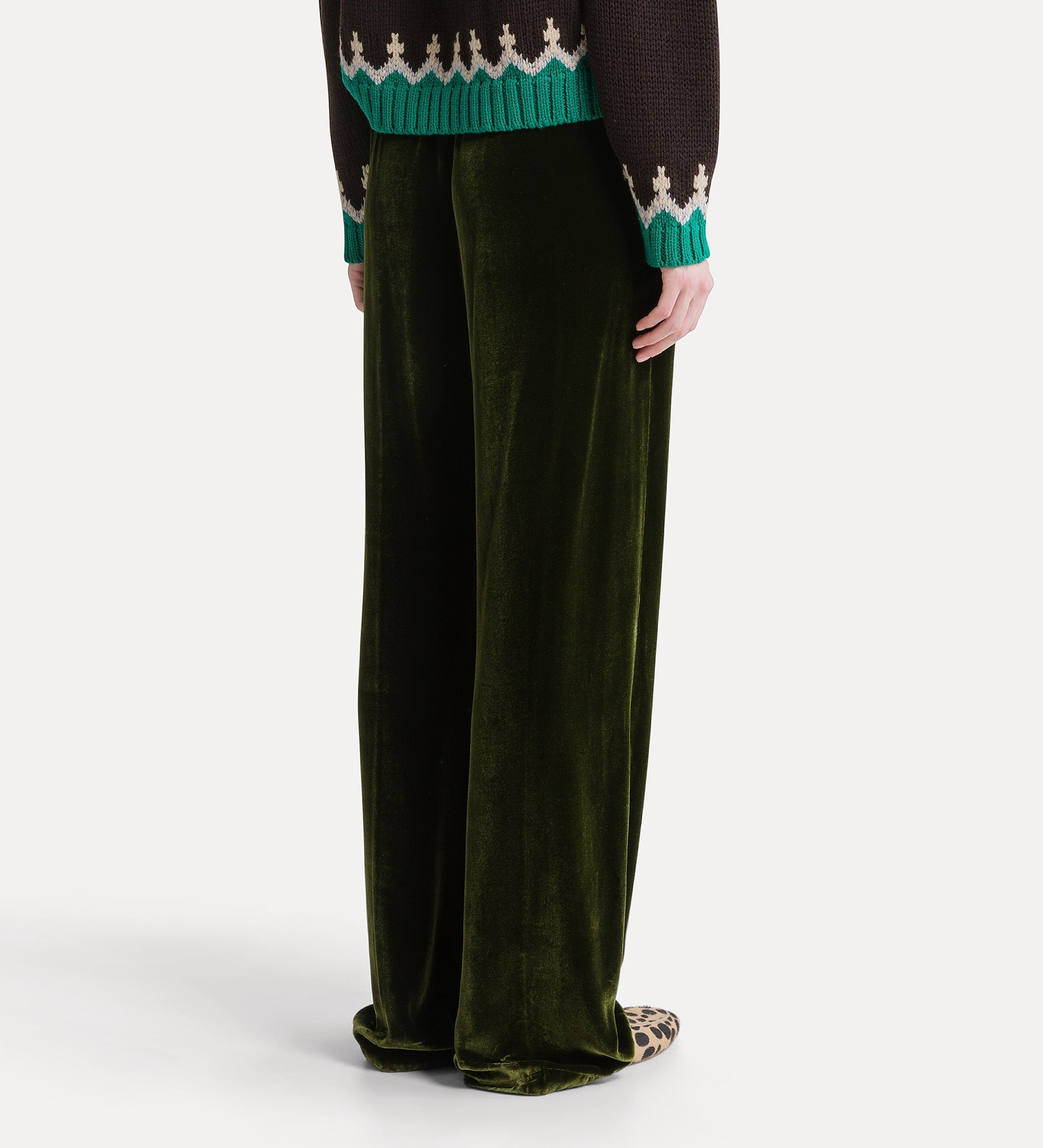 pantalon en velours de viscose et soie avec cordon de serrage woods